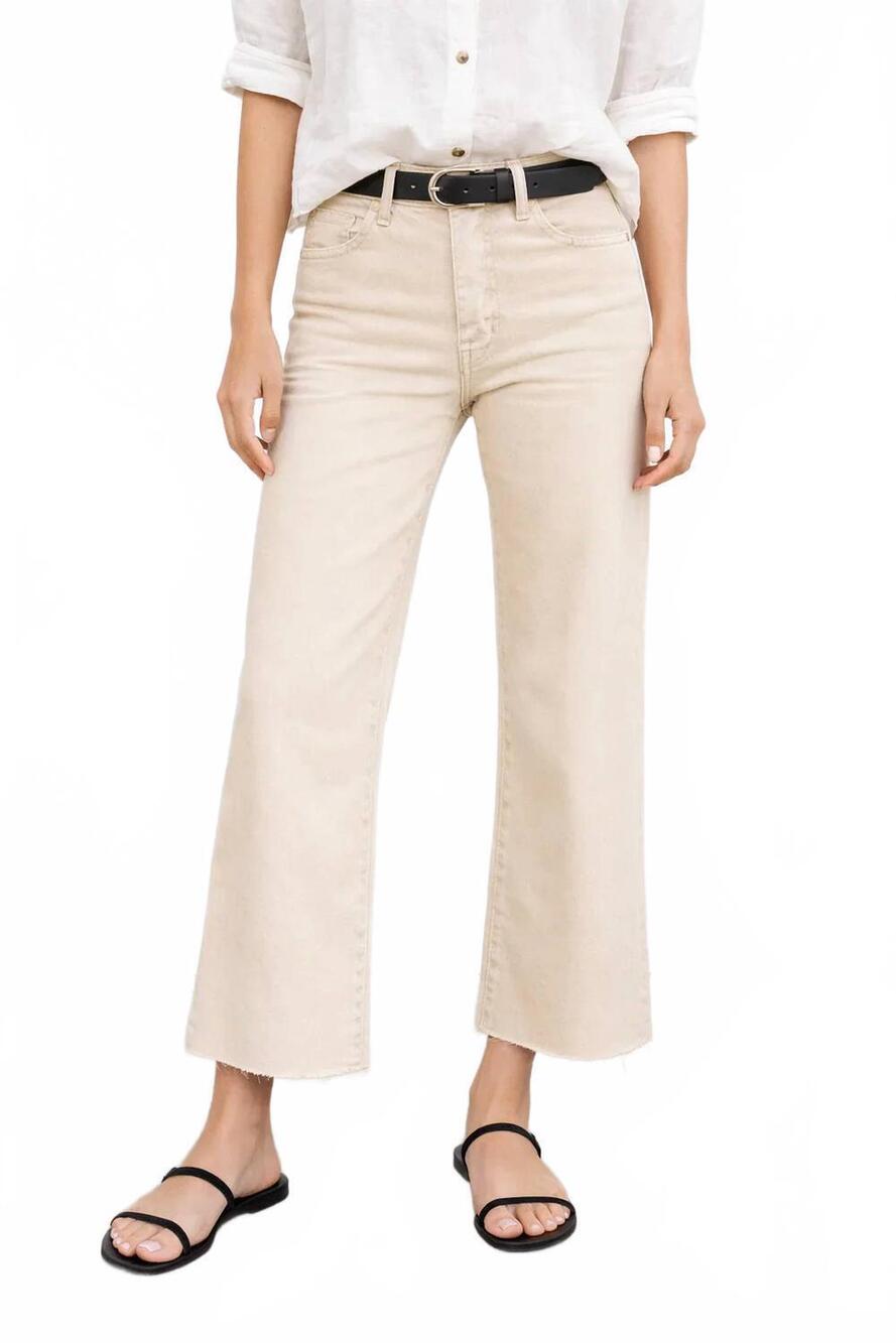 NEW FIDELITY katie wide leg crop jean in tan